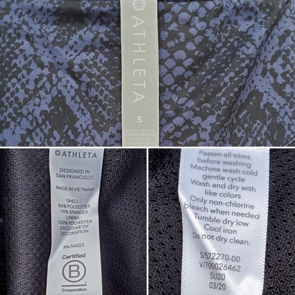 Athleta Brooklyn Snake Python Print Blue Black Track Bomber Athletic Jacket Sm - Picture 7 of 9